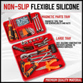 Set of 2 Non-Slip Flexible Silicone Tool Organizer Trays with Magnetic Parts Holder