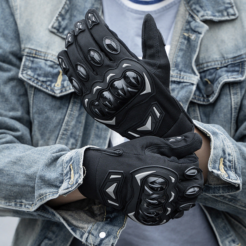Size M Green and Black Protective Motorcycle Riding Gloves - Hard Knuckle Armour & Touchscreen Fingertips