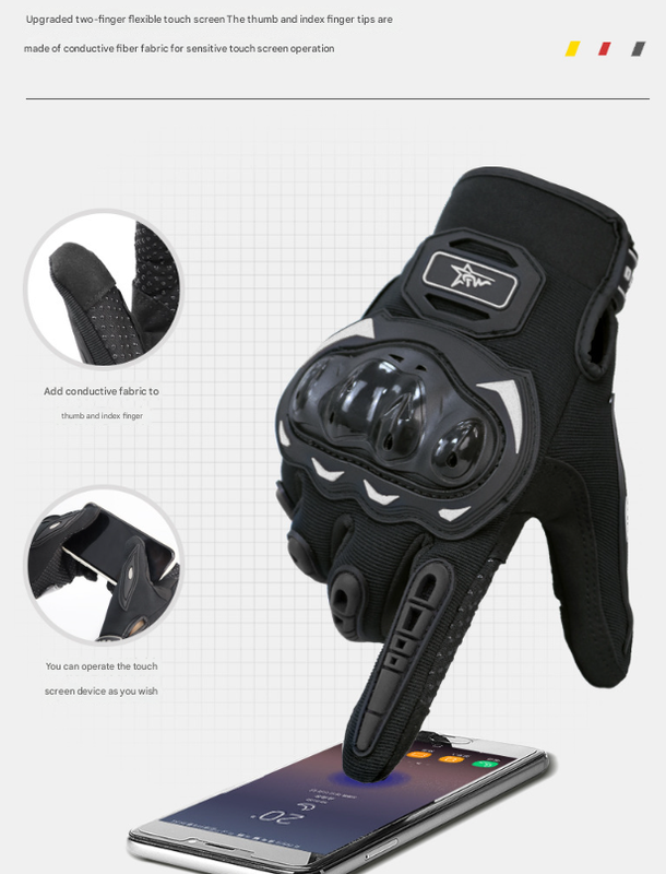 Size M Green and Black Protective Motorcycle Riding Gloves - Hard Knuckle Armour & Touchscreen Fingertips
