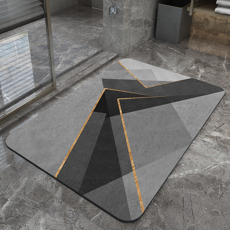 Quicksand and golden grey Modern Absorbent Diatomaceous Earth Bath Mat - Quick Dry, Non-Slip, Soft Bathroom Floor Mat