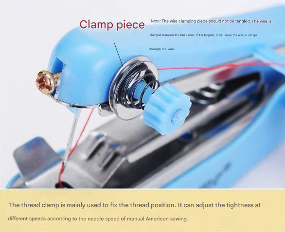 2 Pcs Blue Portable Mini Handheld Sewing Machine - Manual Stitching Tool for Quick Fabric Repairs