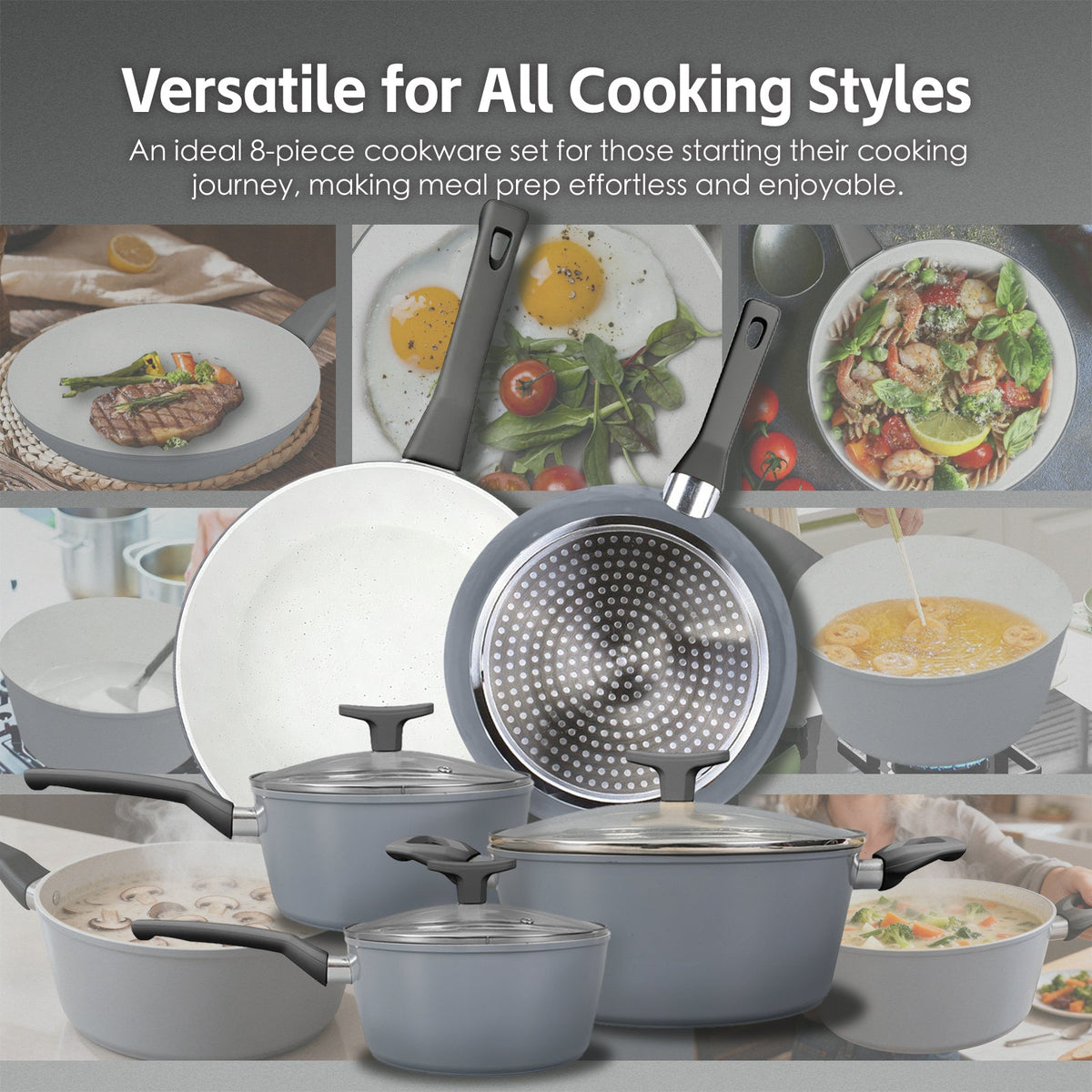8 Pcs Clevinger Non-Stick Cookware Set