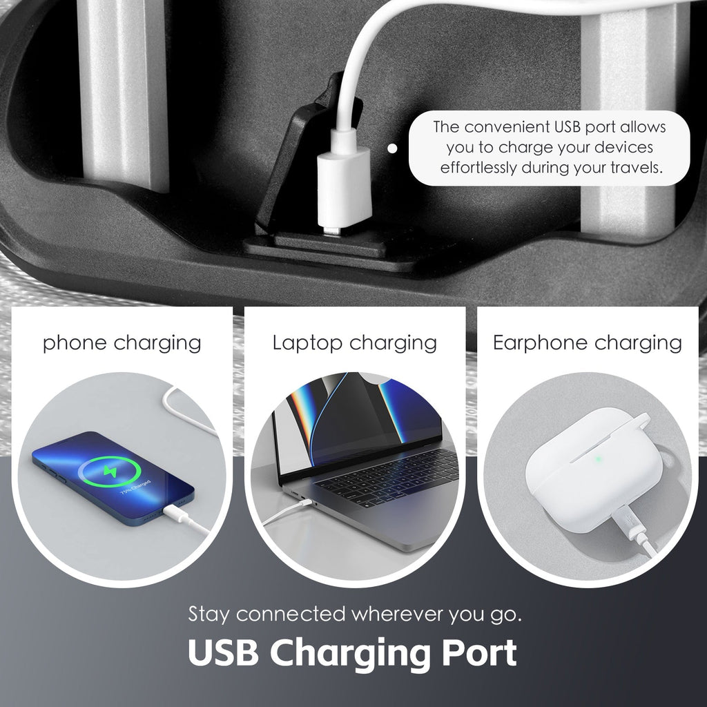 28" Digital Weighing Scale and USB Charging Port Lightweight Luggage Suitcase Silver