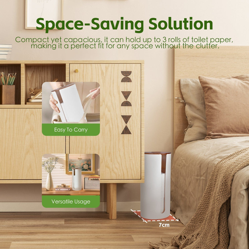 2 Pcs Bamboo Lid Toilet Roll Storage Holder – Clevinger Series, Eco-Friendly Moso Bamboo
