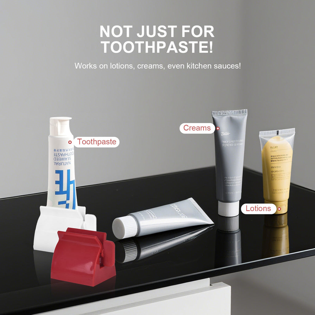4 Pcs Toothpaste Rolling Dispensers Squeezer – Compact, Durable PP, Non-Slip Base