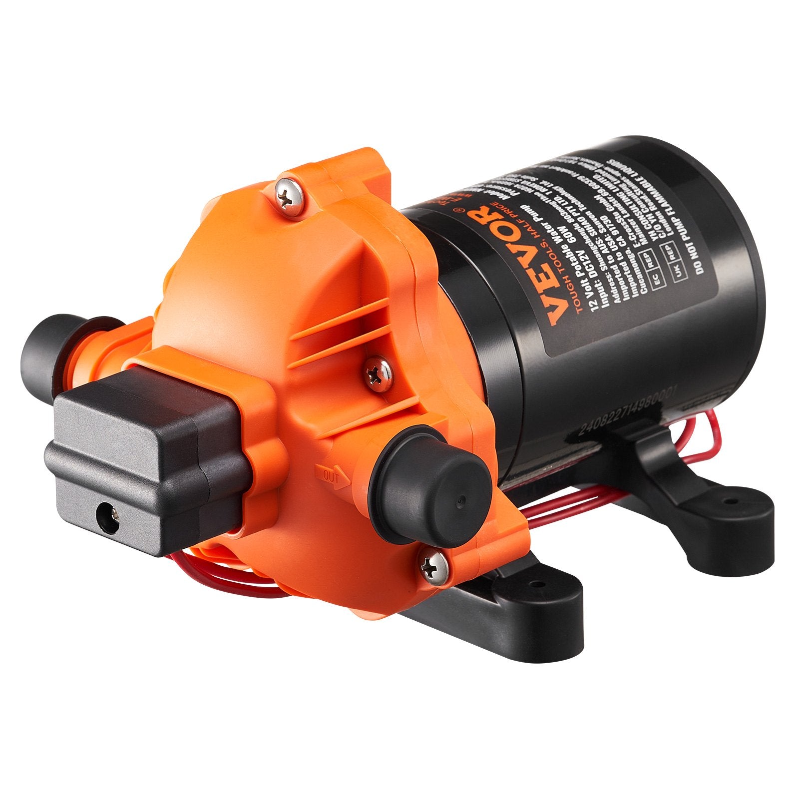 VEVOR Diaphragm Pump 1.8GPM 6.81 L/min 3-Chamber Water Pump Pressure Switch