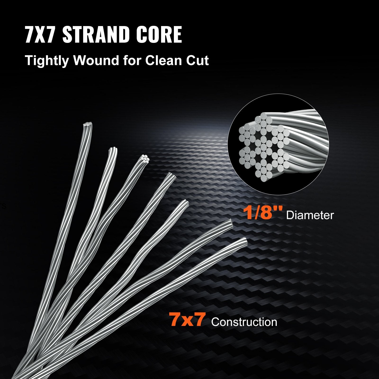 VEVOR 1/8 Stainless Steel Cable Railing 500ft, Wire Rope 316 Marine Grade, Braided Aircraft Cable 7x7 Strands Construction for Deck Rail Balusters Stair Handrail Porch Fence