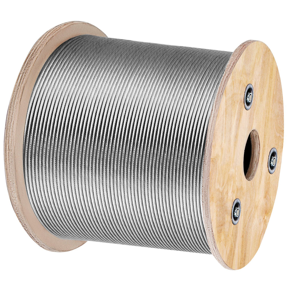VEVOR 1/8 Stainless Steel Cable Railing 500ft, Wire Rope 316 Marine Grade, Braided Aircraft Cable 7x7 Strands Construction for Deck Rail Balusters Stair Handrail Porch Fence