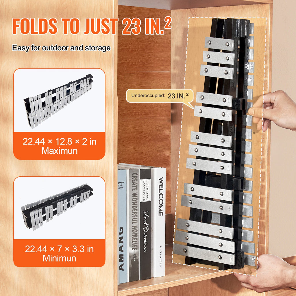 VEVOR 32 Note Glockenspiel Xylophone Bell Kit, Percussion Instrument with Mallets, Drum Sticks and Carrying Bag, Professional Glockenspiel Xylophone Percussion Instrument Set for Adults & Students