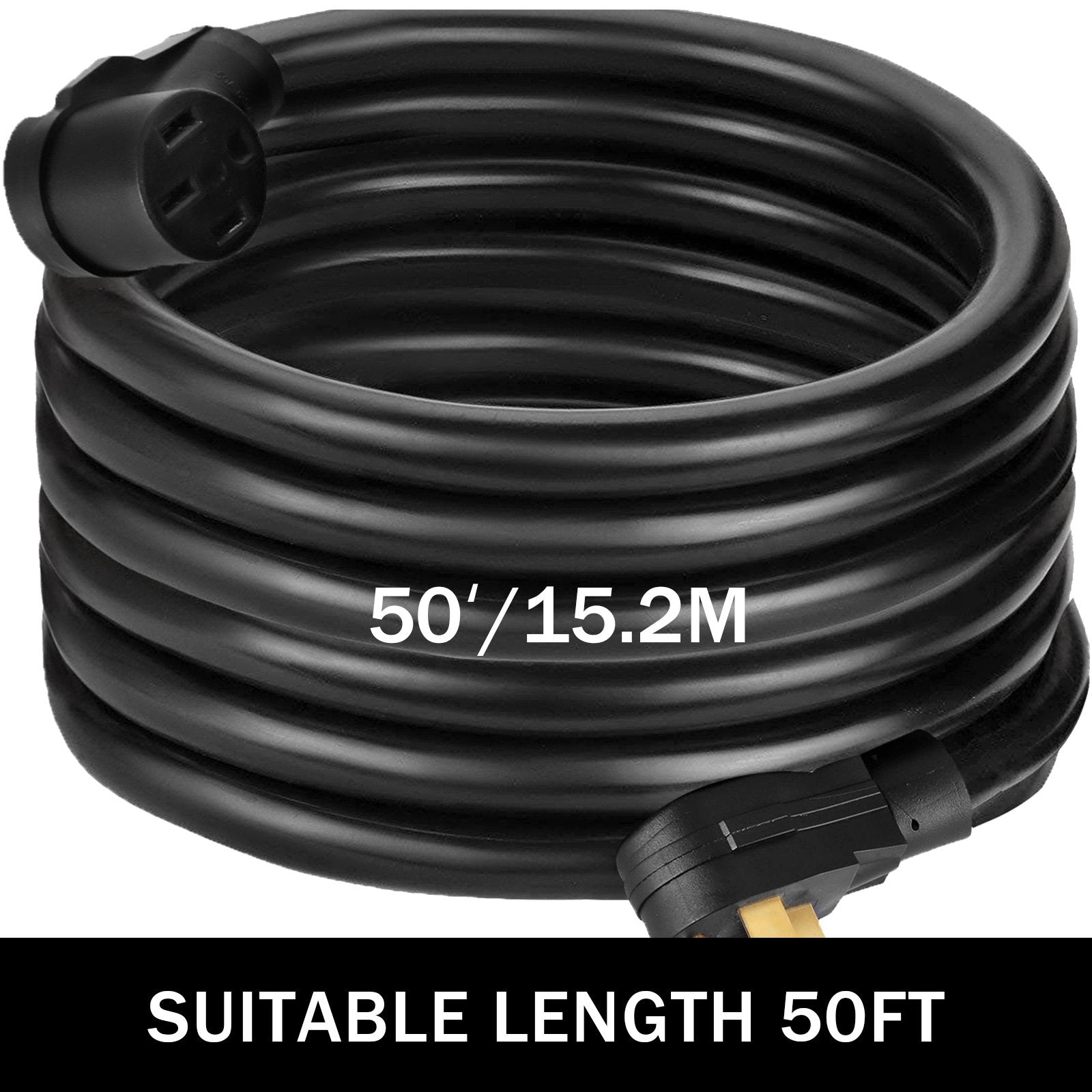 VEVOR 50Ft 50 Amp RV Power Cord Durable Heavy Duty RV Extension Cord Copper Wire RV Cord Power Supply Cable for Trailer Motorhome Camper