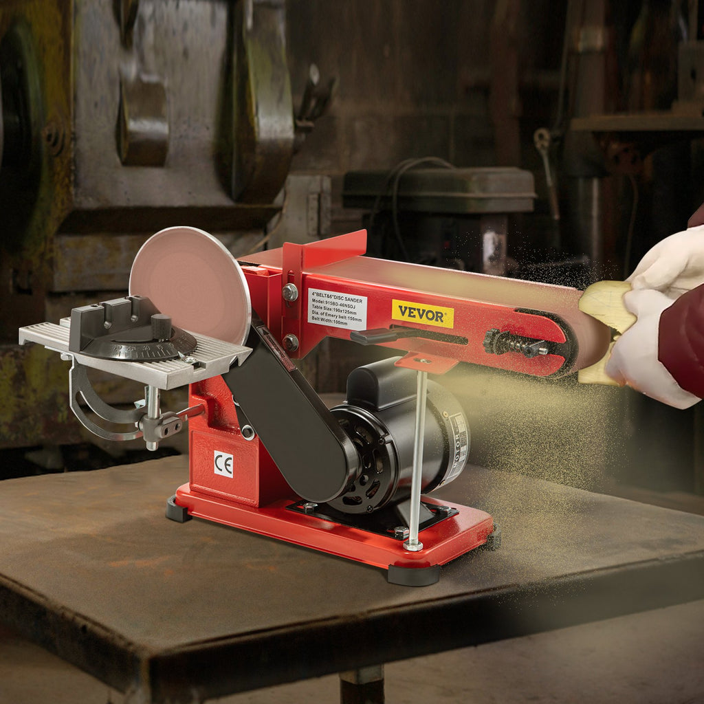VEVOR Belt Sander 4" x 36", Disc Combo Sander 6",Electric Adjustable Bench Belt Sander 375W,Grinder Bench Sanding Machine With 4 Rubber Foot Pad