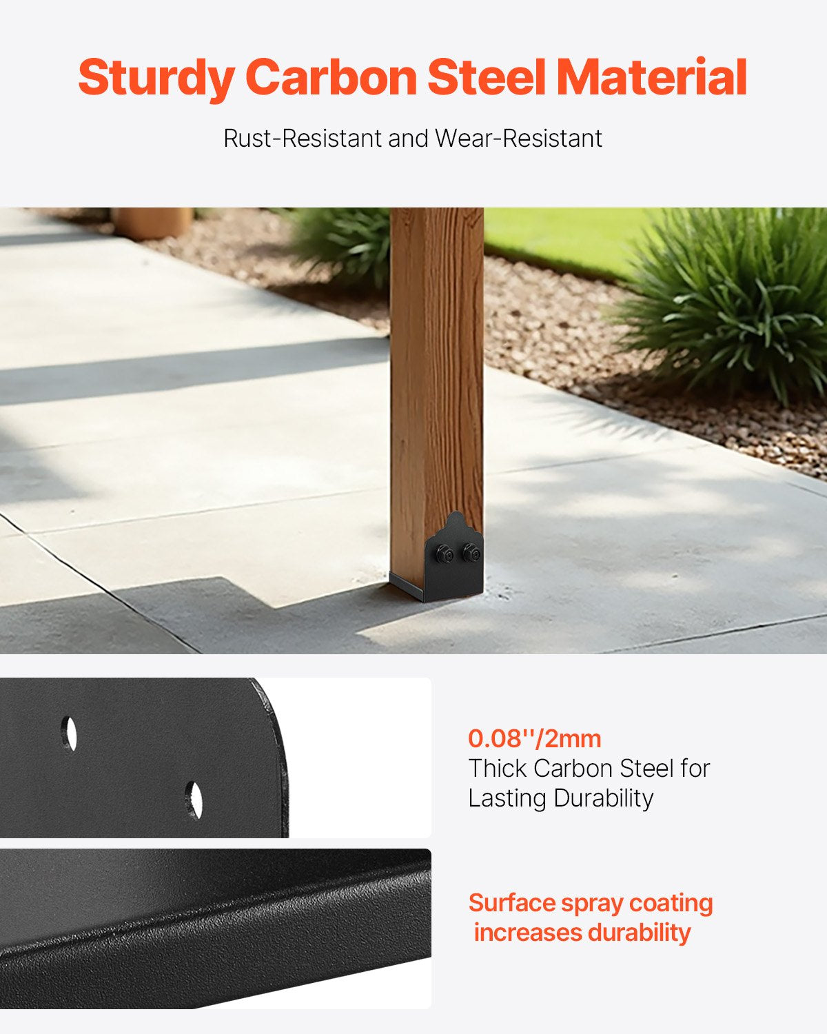 VEVOR 6x6 Post Base 2 Pcs, Inner Size 5.9x5.55 inch / 150x141 mm Post Brackets, Heavy Duty Carbon Steel Decking Posts, Wood Posts Brackets for Pavilion Deck Railing Support Deck Base Plate, Black