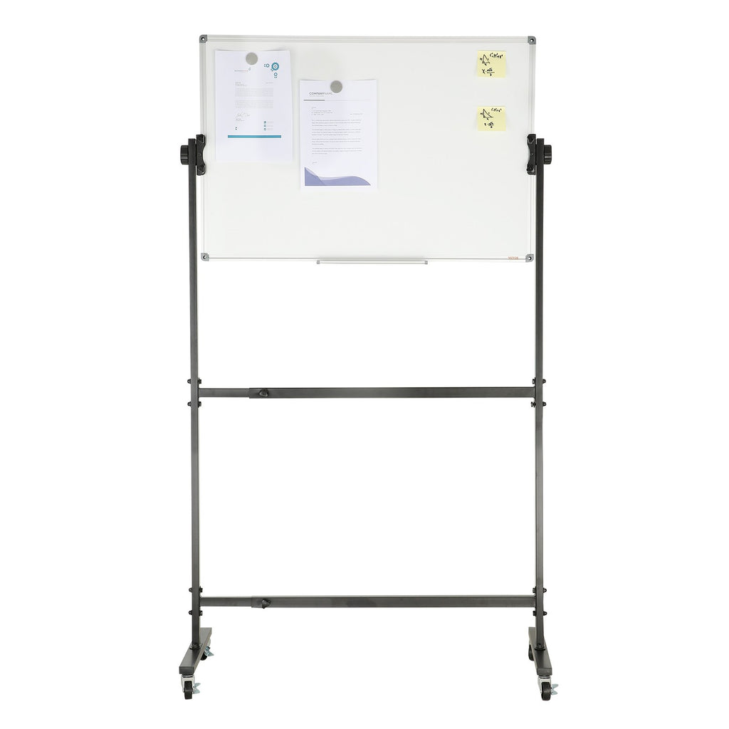 VEVOR 91.5x61cm Rolling Magnetic Whiteboard, Double-sided Mobile Whiteboard, Adjustable Height Dry Erase Board with Wheels, 1 Magnetic Erase & 3 Dry Erase Markers & Movable Tray Office, School