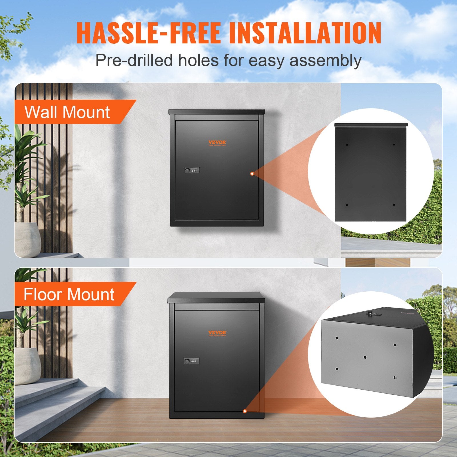 VEVOR Package Delivery Boxes for Outside 15.4" x 10.6" x 20.5" with Coded Lock