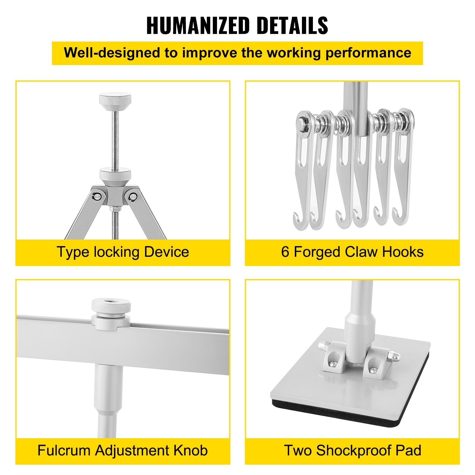 VEVOR Dent Pull Lever Bar Kit Fit for Both Aluminum and Steel Dent Pulling (43INCH/1100MM)