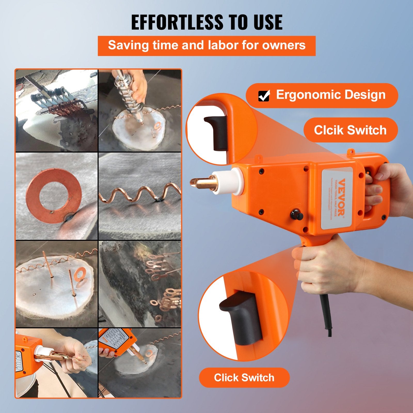 VEVOR Stud Welder Kit, 1600A Stud Welder Dent Repair Kit, 800VA Spot Welder Stud, 220V Stud Gun Dent Puller Kit with Complete Accessories, Dent Welder Repair for Auto Body Repairing