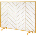 VEVOR 980x758MM Fireplace Screen 1-Panel Iron Mesh Spark Guard Modern Gold