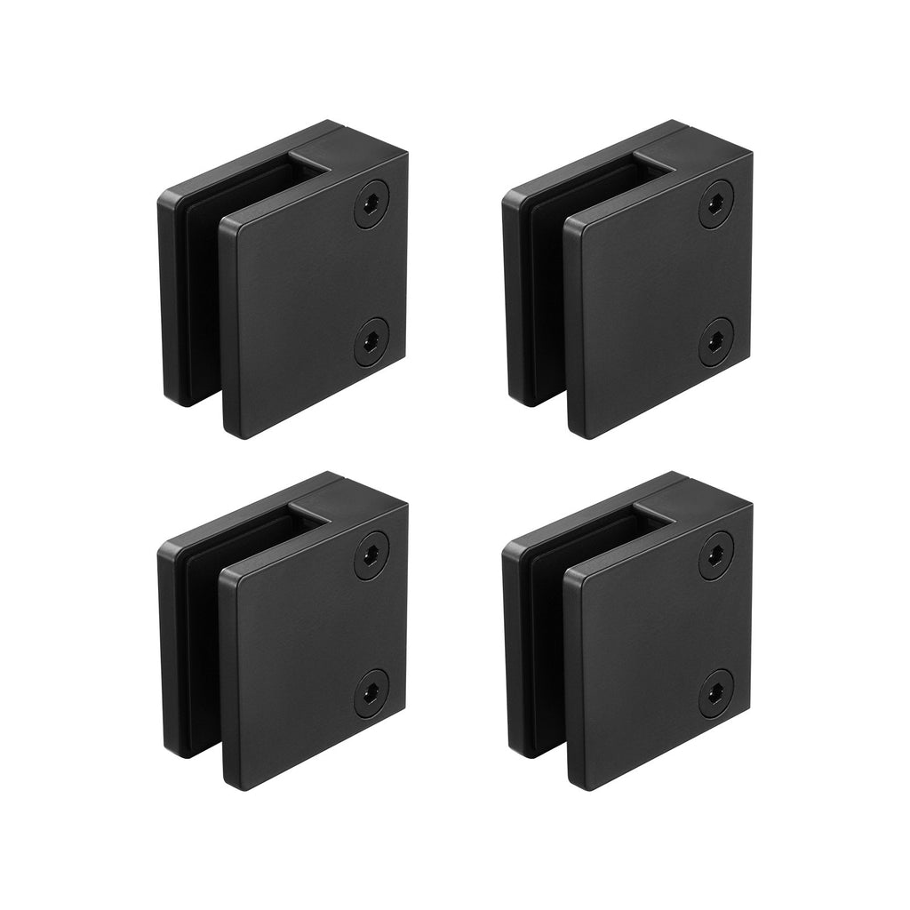 VEVOR Glass Clamp, 40 PCS Square Glass Railing Bracket for 0.31 "-0.47 " Tempered Glass, 304 Stainless Steel Glass Mounting Clamp, Glass Shelf Bracket for Balcony, Garden, Deck, Stair, Black