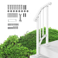 VEVOR Handrails for Outdoor Steps, 1-2 Step Stair Hand Rail Kit, Transitional Carbon Steel Railings with Installation Kit, Stair Rails for Seniors, Concrete Steps & Porch & Deck, White Retro Arch