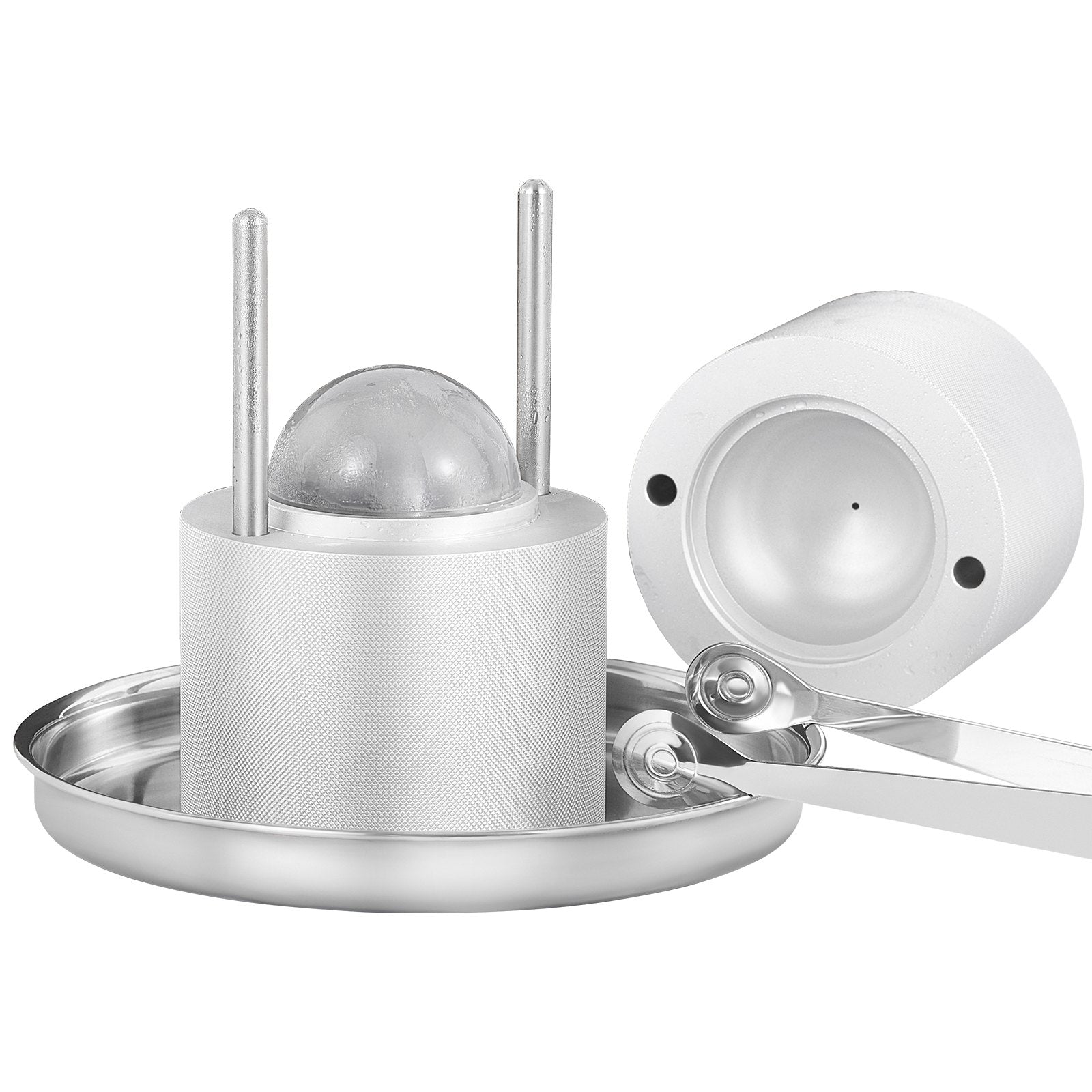 VEVOR Ice Ball Press Kit, Aircraft Al Alloy Ice Press with Ice Block Mold, Large Mat, Tong, Drip Tray, One Glass, Round Ice Ball Maker 2.4"/60 mm Ice Sphere, for Whiskey, Cocktail on Party & Holiday