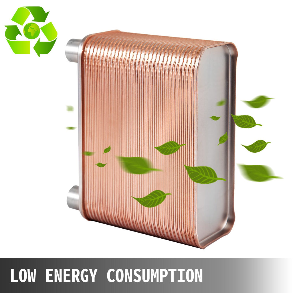 VEVOR Heat Exchanger 3"x7.5" 60 Plates Brazed Plate Heat Exchanger 316L 1/2" BSP FPT Heat Exchanger EATB12 Beer Wort Chiller for Hydronic Heating