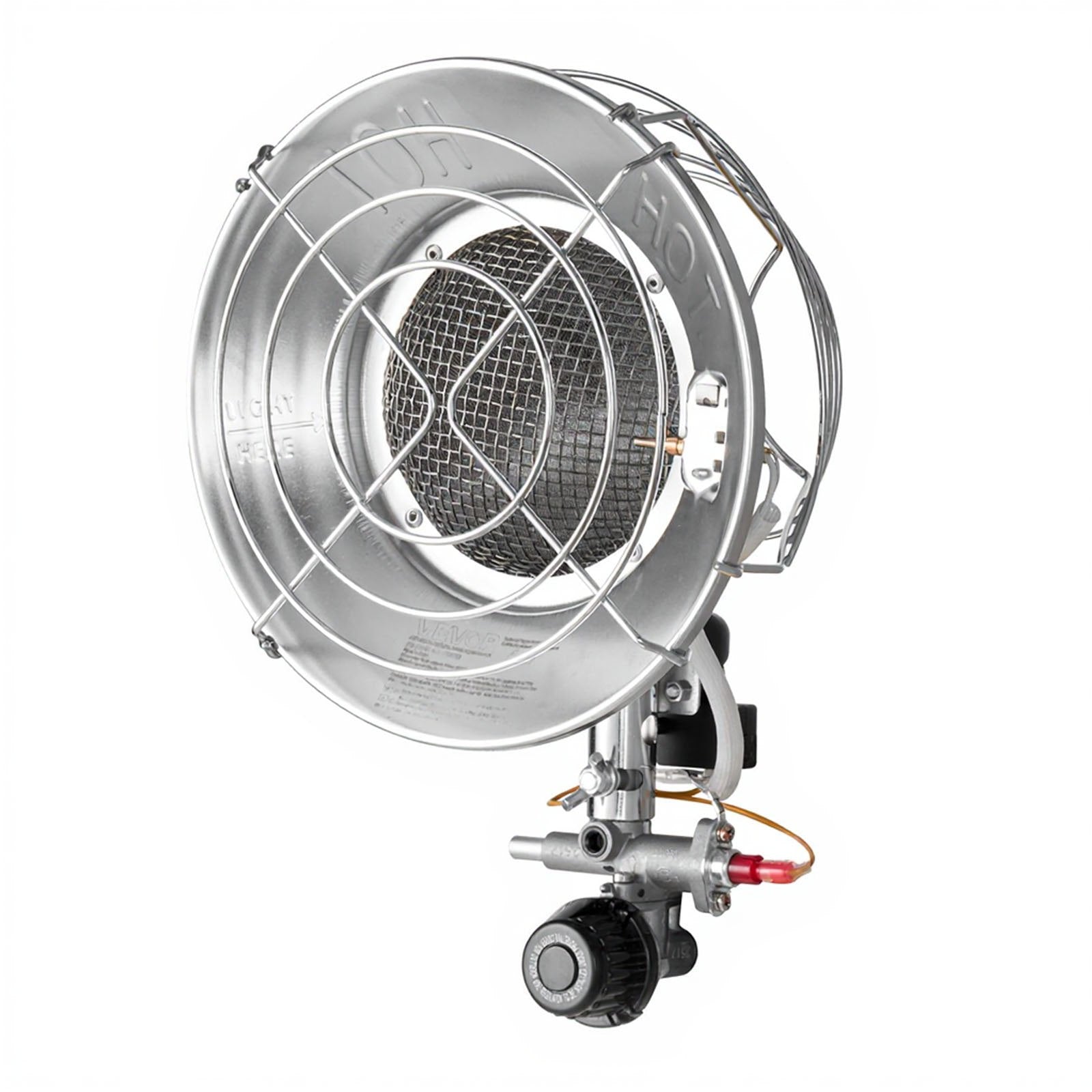 VEVOR Propane Tank Top Heater with Portable Trolley, 15000 BTU Rapid Heating 180-Degree Infrared Radiant Tank Top Gas Heater for 9-18kg Propane Tanks, for Ice Fishing/ Hunting/Outdoor Single Burner