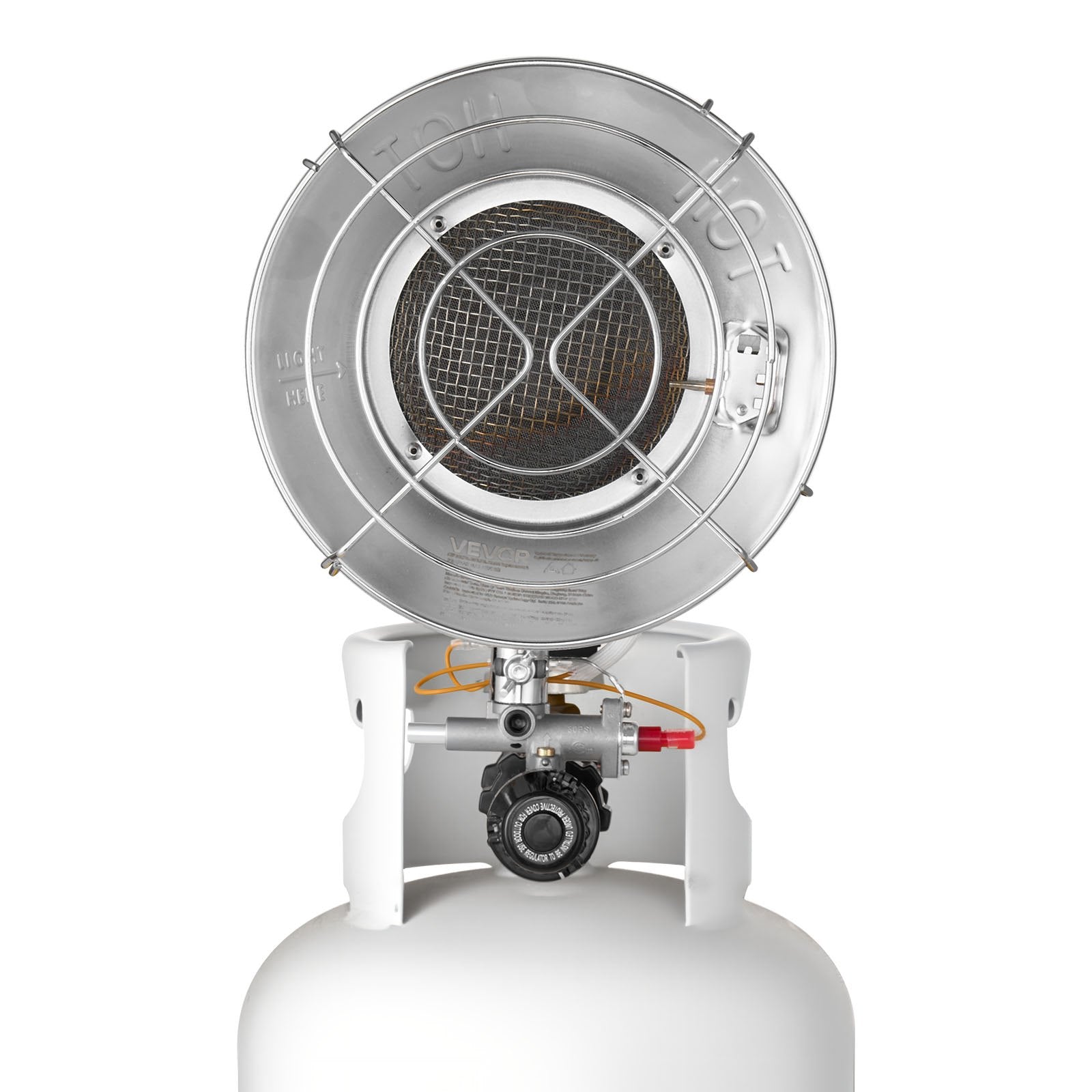 VEVOR Propane Tank Top Heater with Portable Trolley, 15000 BTU Rapid Heating 180-Degree Infrared Radiant Tank Top Gas Heater for 9-18kg Propane Tanks, for Ice Fishing/ Hunting/Outdoor Single Burner