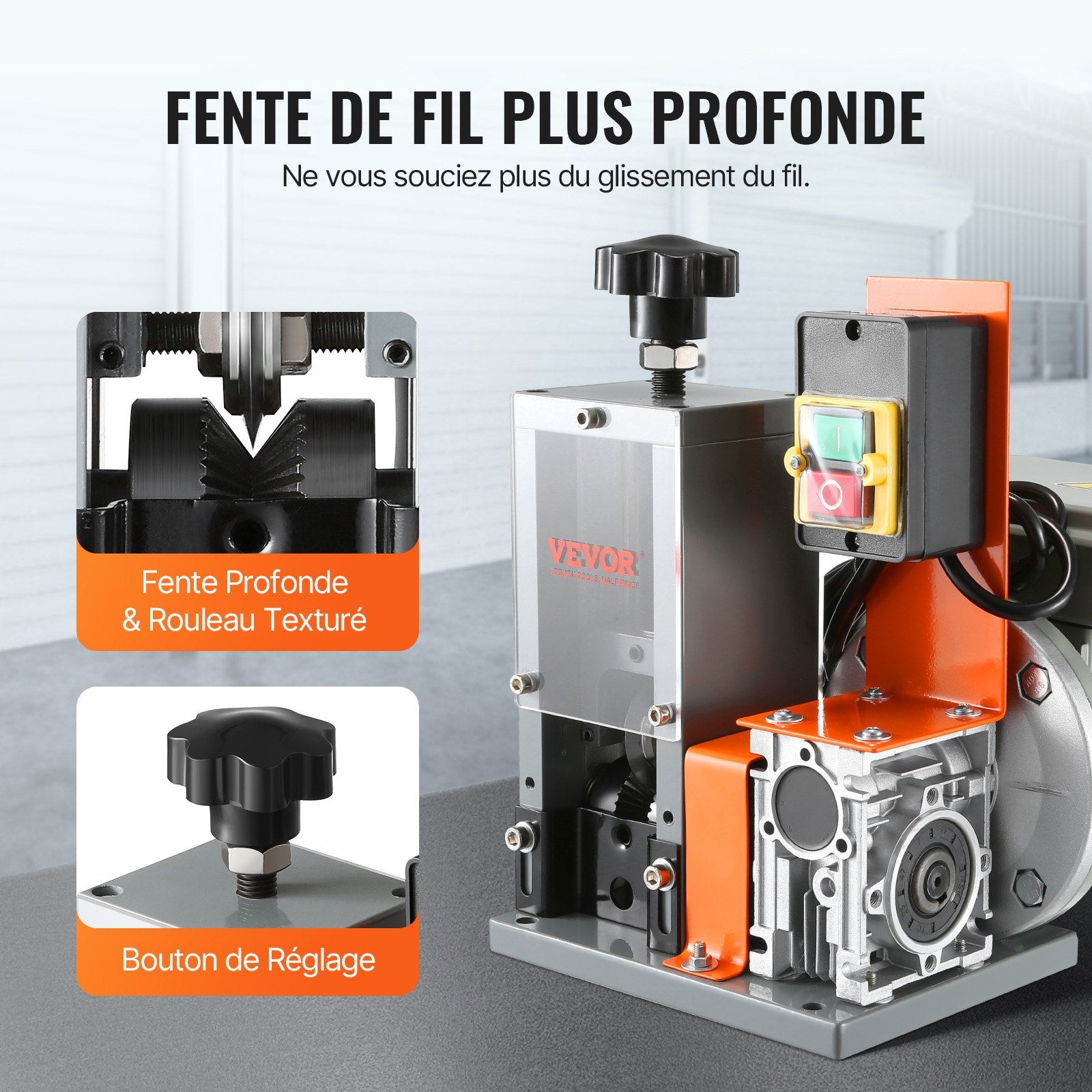 VEVOR Automatic Wire Stripping Machine, 0.06''-1.18'' Electric Motorized Cable Stripper, 180 W, 60 ft/min Wire Peeler with Visible Stripping Depth Reference, for Scrap Copper Recycling
