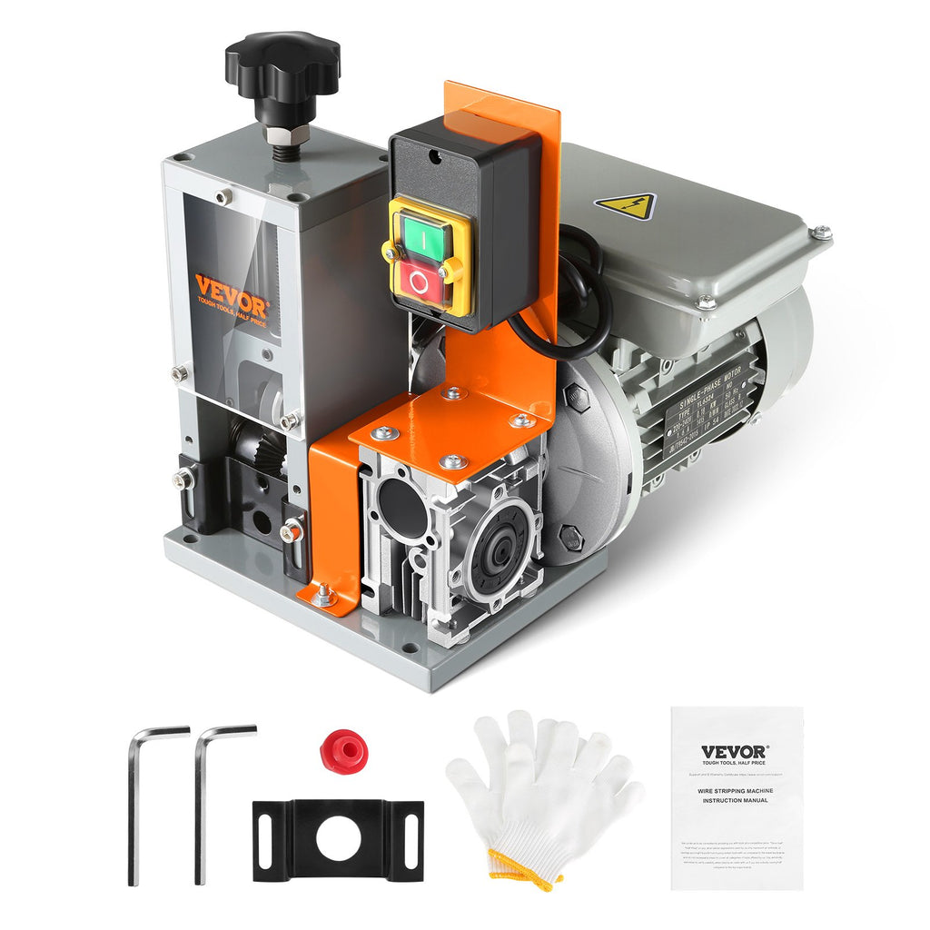 VEVOR Automatic Wire Stripping Machine, 0.06''-1.18'' Electric Motorized Cable Stripper, 180 W, 60 ft/min Wire Peeler with Visible Stripping Depth Reference, for Scrap Copper Recycling
