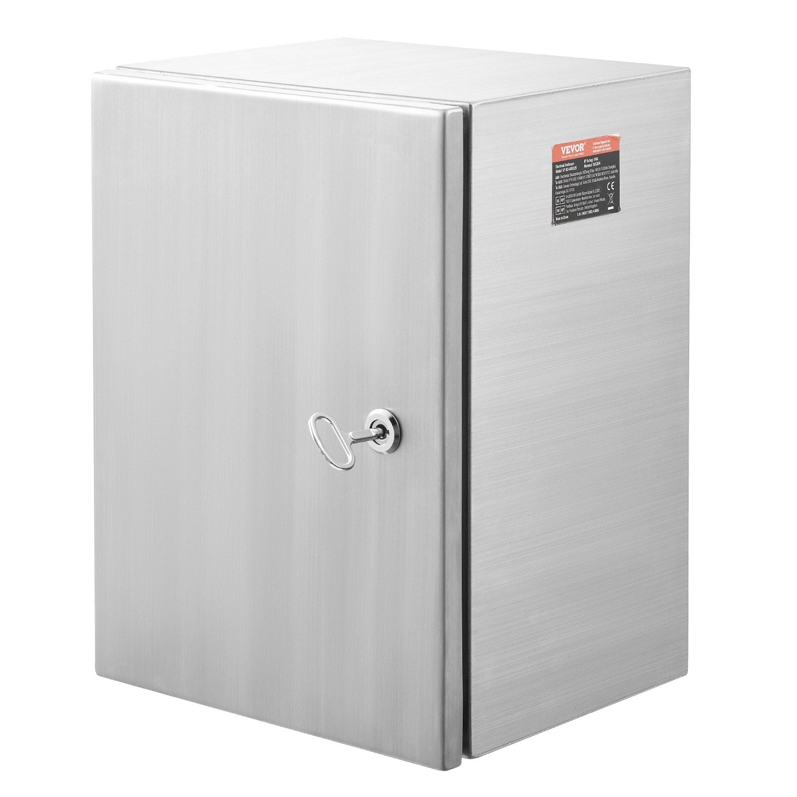 VEVOR Steel Electrical Box, 40x30x25 cm, 304 Stainless Steel Electrical Enclosure Box, Wall-Mounted Outdoor Electrical Electronic Equipment Enclosure with Mounting Plate Hinges Lock, IP66 Waterproof