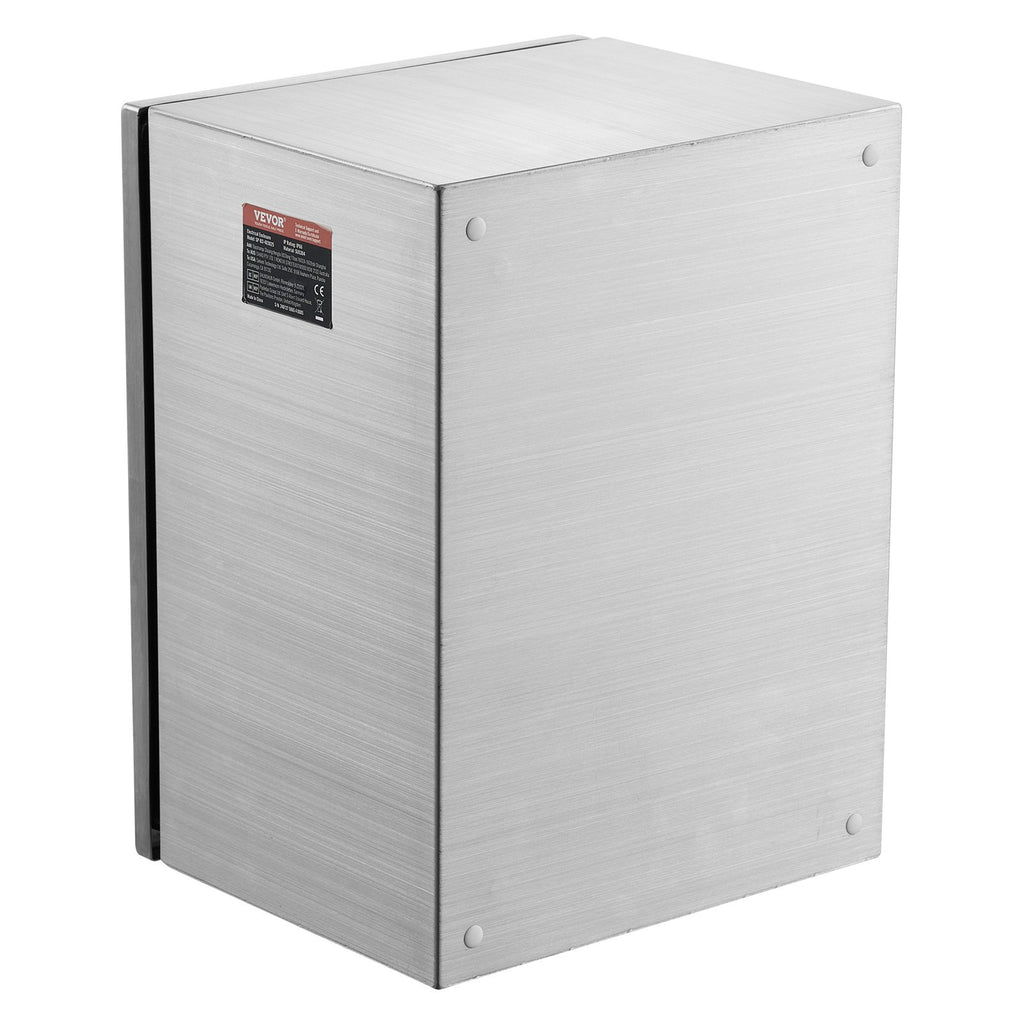 VEVOR Steel Electrical Box, 40x30x25 cm, 304 Stainless Steel Electrical Enclosure Box, Wall-Mounted Outdoor Electrical Electronic Equipment Enclosure with Mounting Plate Hinges Lock, IP66 Waterproof