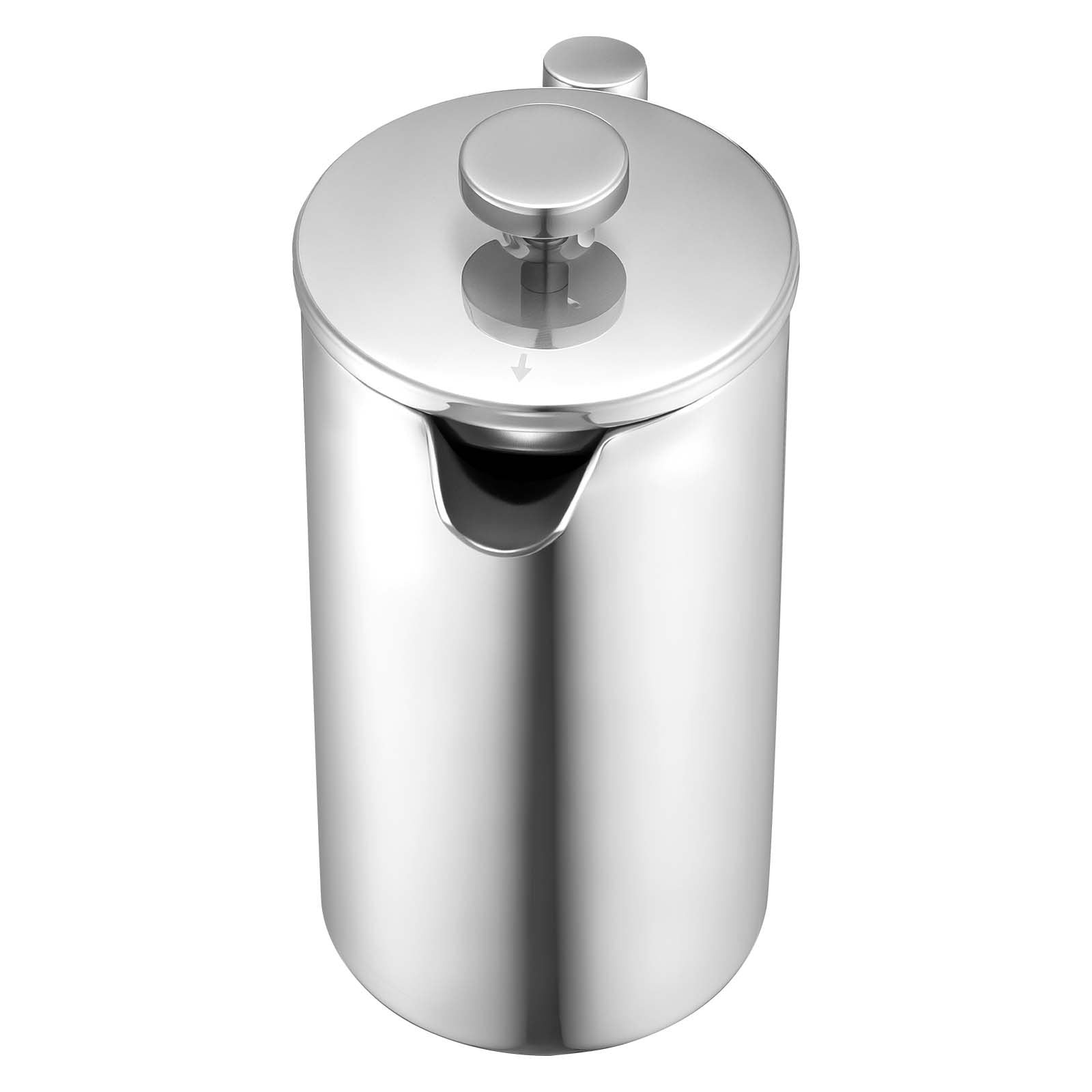 VEVOR French Press Coffee Maker, 1 Liter Stainless Steel Coffee Press Tea Maker with Filter, Large Double Wall Insulated French Presses Cold Brew for Camping Travel Home Kitchen, Silver