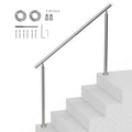 VEVOR Handrails for Outdoor Steps, 59 in/ 150cm Length Stair Hand Rail Kit, Transitional Stainless Steel Railings with Installation Kit, Double-column Staircase Handrails for Seniors,Porch & Deck