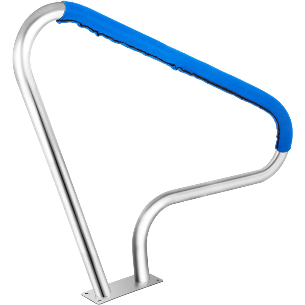 VEVOR Pool Rail 48x36 Pool Railing 304 Stainless Steel 250LBS Load Capacity Silver Rustproof Pool Handrail Humanized Swimming Pool Handrail with Blue Grip Cover & M8 Drill Bit & Self-Taping Screws