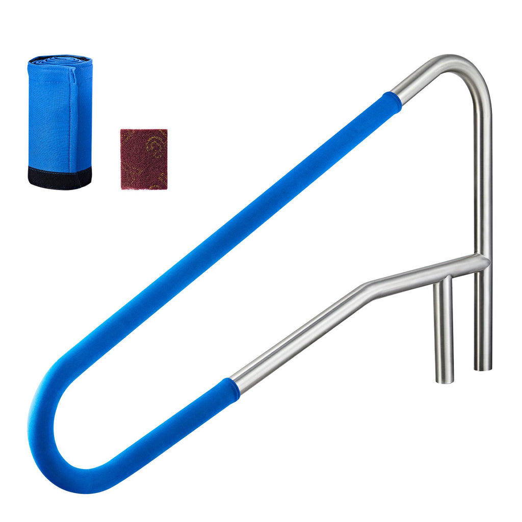 VEVOR Pool Rail, 137.1 x 81.3 cm Pool Handrail, 100kg Load Capacity Heavy Duty 304 Stainless Steel Swimming Handrail, Detachable Nonslip Sleeve, Recessed or Base Mount, for Poolside, Water Parks