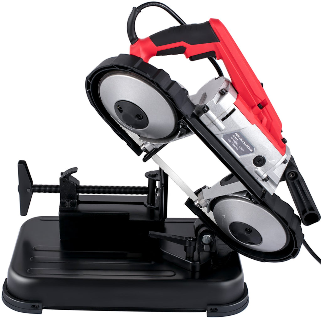VEVOR Portable Band Saw,with Removable Alloy Steel Base Cordless Band Saw,127mm Cutting Capacity Hand held Band Saw,Variable Speed Portable Bandsaw, 10Amp Motor Deep Cut Band saw for Metal Wood