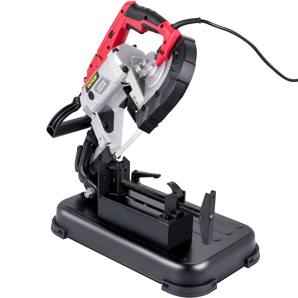 VEVOR Portable Band Saw,with Removable Alloy Steel Base Cordless Band Saw,127mm Cutting Capacity Hand held Band Saw,Variable Speed Portable Bandsaw, 10Amp Motor Deep Cut Band saw for Metal Wood