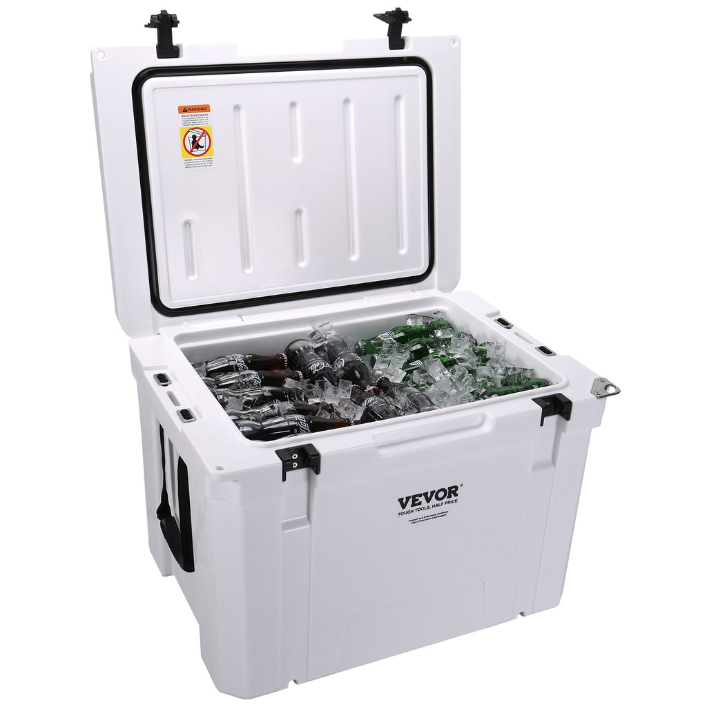 VEVOR Insulated Portable Cooler, 65 qt, Holds 65 Cans, Ice Retention Hard Cooler with Heavy Duty Handle, Ice Chest Lunch Box for Camping, Beach, Picnic, Travel, Outdoor, Keeps Ice for up to 6 Days