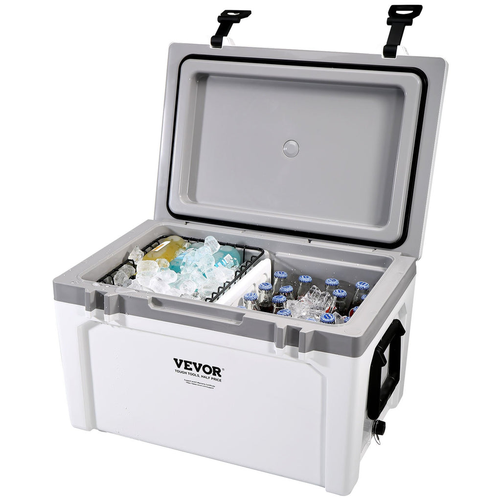 VEVOR Insulated Portable Cooler, 49 L, Holds 50 Cans, Ice Retention Hard Cooler with Heavy Duty Handle, Ice Chest Lunch Box for Camping, Beach, Picnic, Travel, Outdoor, Keeps Ice for up to 6 Days