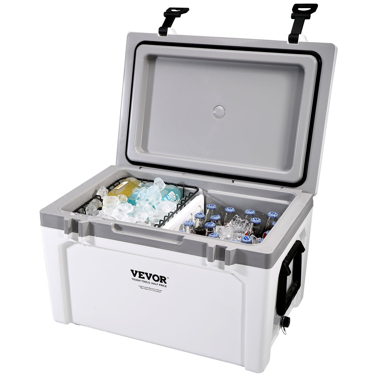 VEVOR Insulated Portable Cooler, 49 L, Holds 50 Cans, Ice Retention Hard Cooler with Heavy Duty Handle, Ice Chest Lunch Box for Camping, Beach, Picnic, Travel, Outdoor, Keeps Ice for up to 6 Days