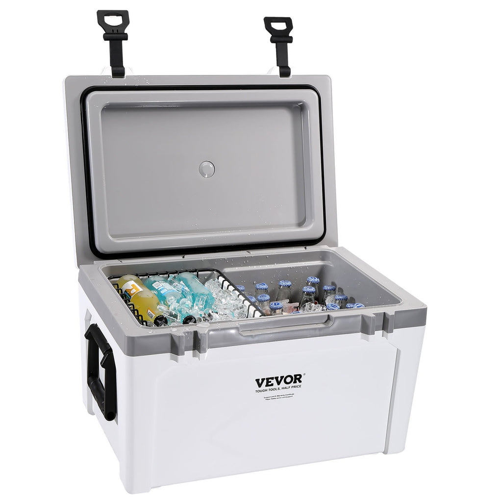 VEVOR Insulated Portable Cooler, 49 L, Holds 50 Cans, Ice Retention Hard Cooler with Heavy Duty Handle, Ice Chest Lunch Box for Camping, Beach, Picnic, Travel, Outdoor, Keeps Ice for up to 6 Days