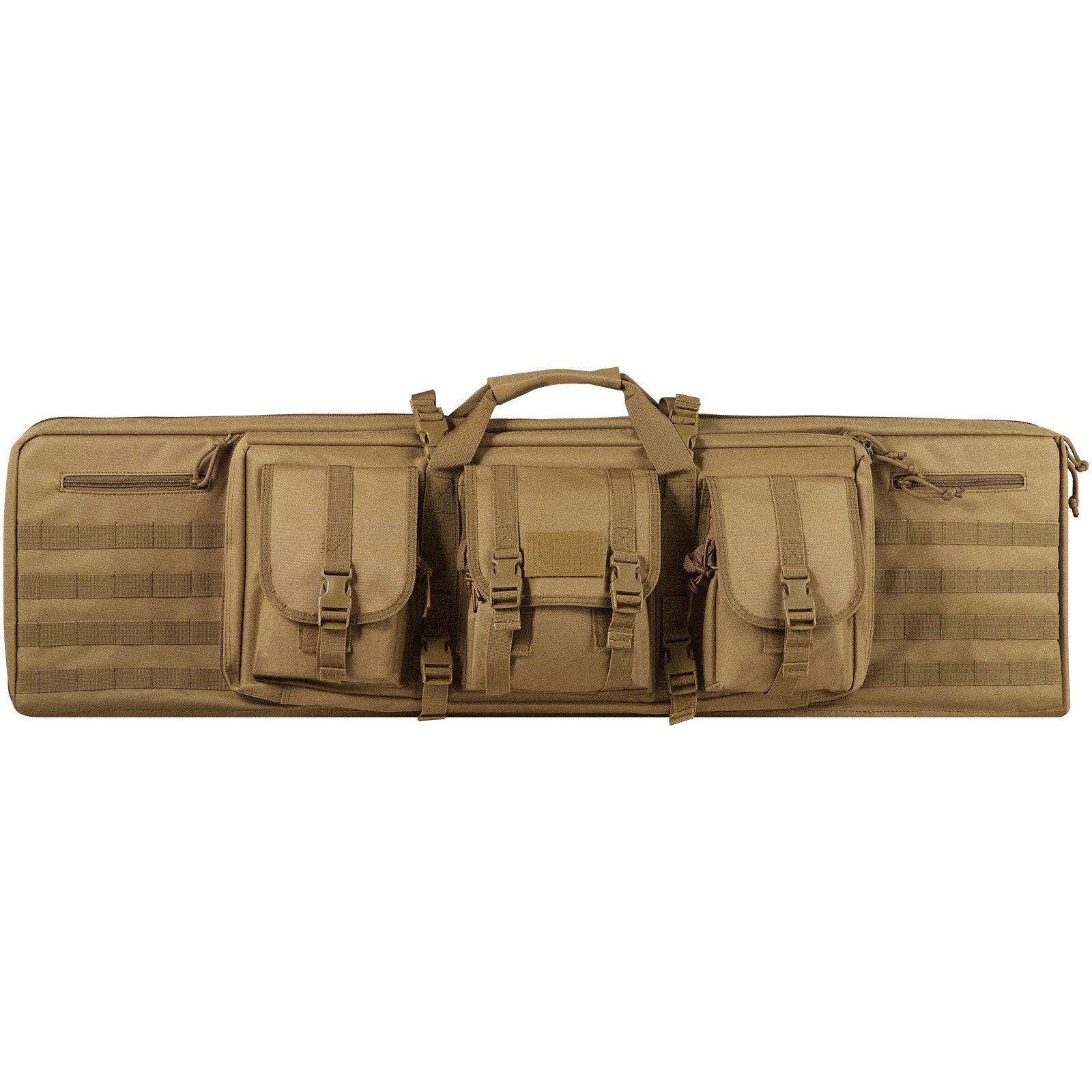 VEVOR Rifle Bag, 36 inch Tactical Double Long Gun Bag, Soft Rifle Case with Lockable Zipper, Portable Handle & Shoulder Strap, 3 Large Storage Pockets Rifle Case for Two 34" Rifles & 2 Pistols, Brown