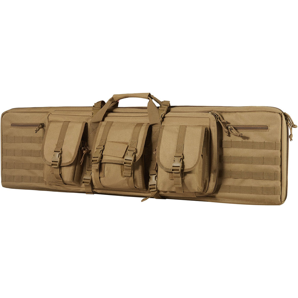 VEVOR Rifle Bag, 36 inch Tactical Double Long Gun Bag, Soft Rifle Case with Lockable Zipper, Portable Handle & Shoulder Strap, 3 Large Storage Pockets Rifle Case for Two 34" Rifles & 2 Pistols, Brown