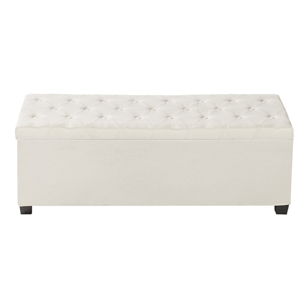VEVOR Storage Ottoman Bench, Button-Tufted End of Bed Bench with Side Bags, Flip-up Upholstered Storage Chest with Metal Frame, Linen Bed Ottoman for Living Room, Bedroom, Entryway, Office, Beige