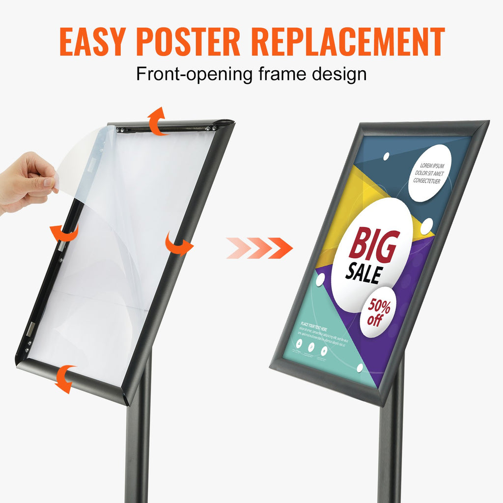 VEVOR Pedestal Sign Holder Adjustable Poster Stand 11 x 17 Inch Metal Base