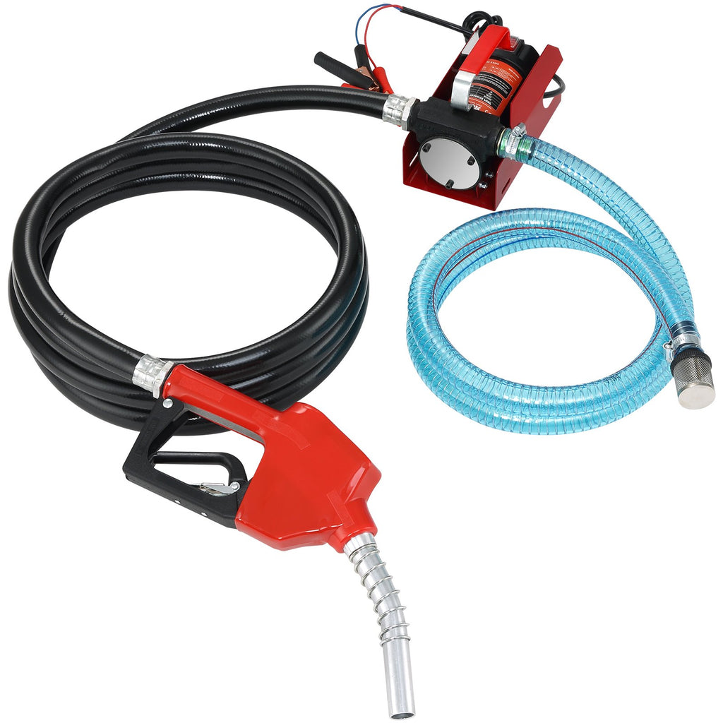 VEVOR Fuel Transfer Pump, 12V DC, 10 GPM, 8 m Lift, Portable Electric Diesel Transfer Extractor Pump Kit with Automatic Shut-off Nozzle, Delivery & Suction Hose for Diesel, Kerosene, Transformer Oil
