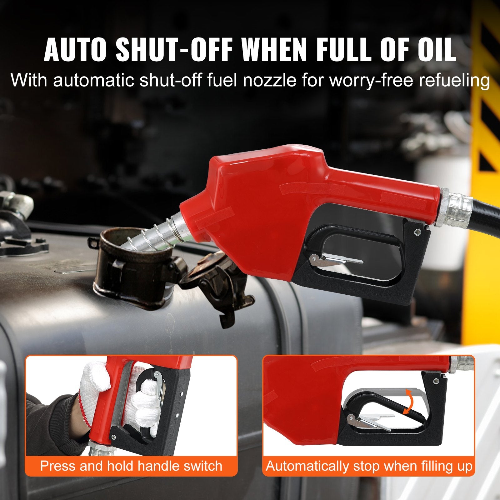 VEVOR Fuel Transfer Pump, 12V DC, 10 GPM, 8 m Lift, Portable Electric Diesel Transfer Extractor Pump Kit with Automatic Shut-off Nozzle, Delivery & Suction Hose for Diesel, Kerosene, Transformer Oil
