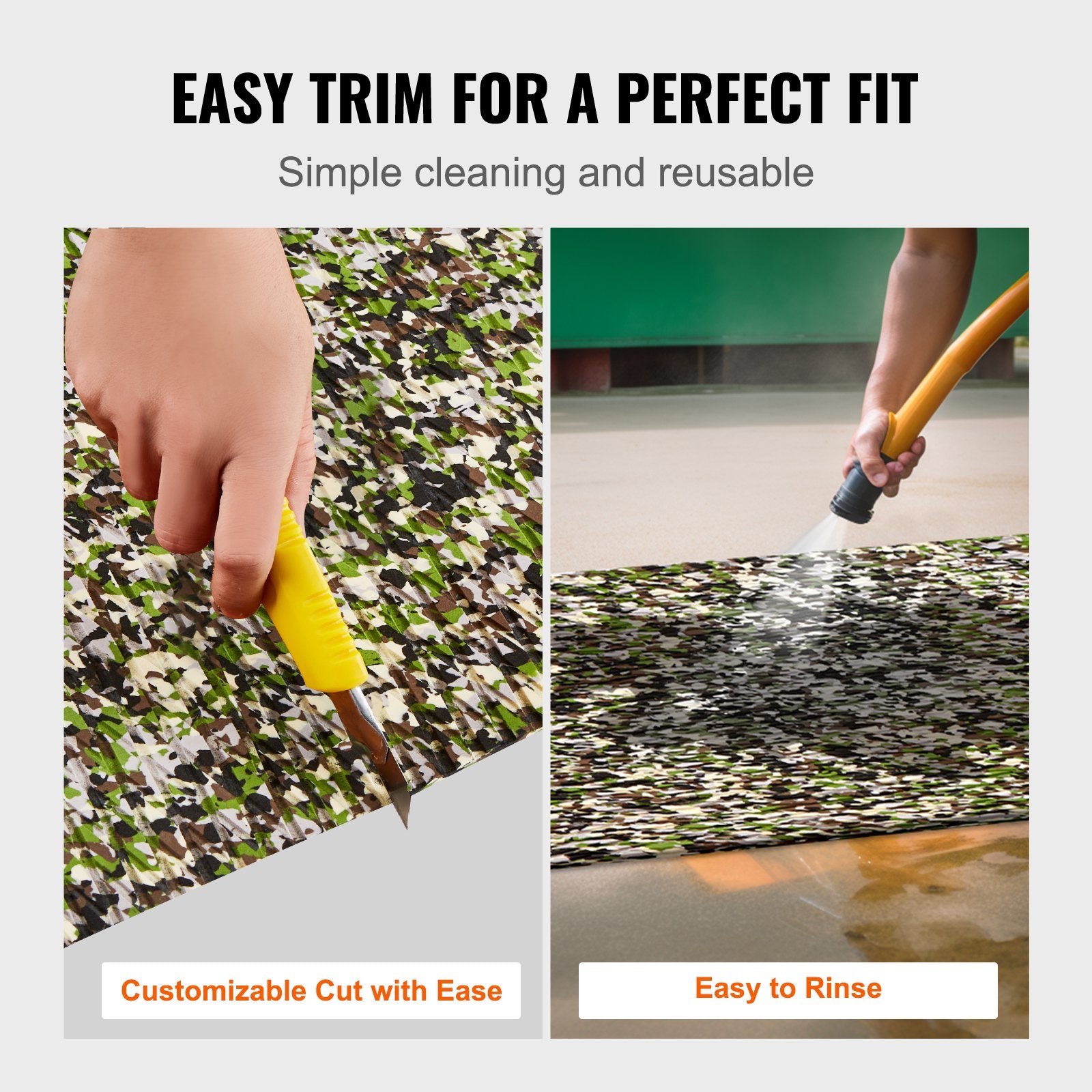 VEVOR Boat Flooring, EVA Foam Boat Decking 94.5" x 35.4", Non-Slip Self-Adhesive Flooring, 23.2 sq.ft Marine Carpet for Boats, Yacht, Pontoon, Kayak Decking