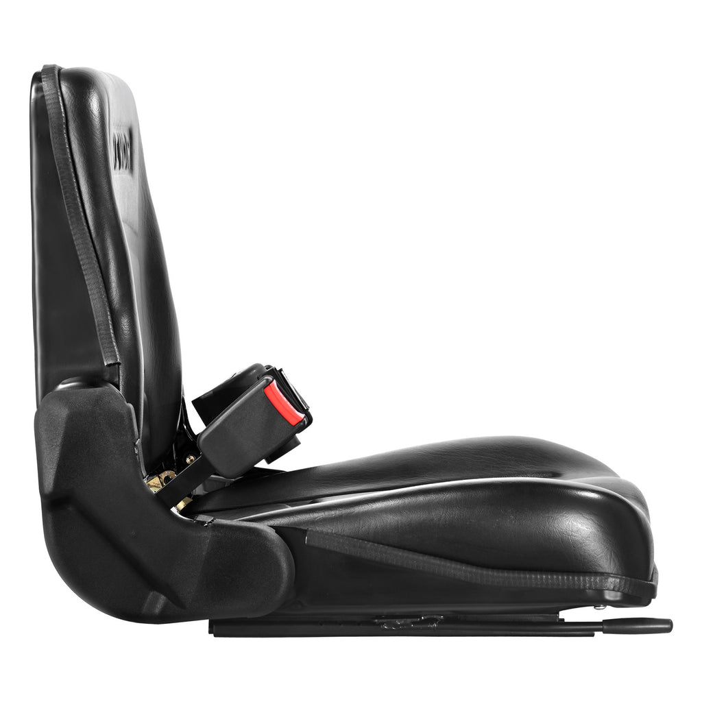 VEVOR Universal Forklift Seat, Fold Down Tractor Seat with Adjustable Angle Back, Micro Switch and Retractable Seatbelt, 16-34 cm Slot Forklift Seat for Tractor Loader Excavator