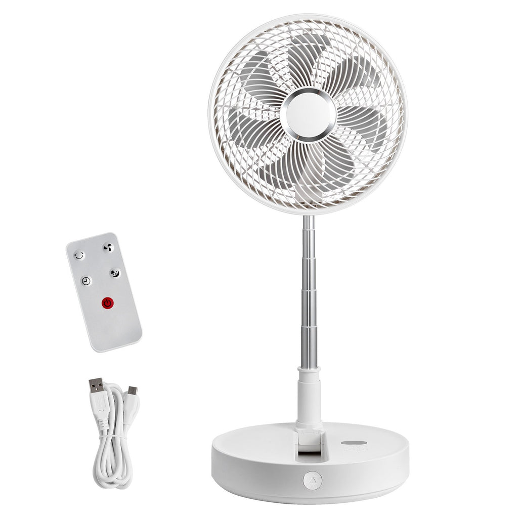 VEVOR 12 Inch Foldable Oscillating Standing Fan with Remote Control, 4 Speed Adjustable Portable Desk Quiet Fan, 7200mah Rechargeable USB Small Fan, Folded Rotating Floor Fan for Bedroom Office Travel